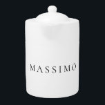 Own Name Decorative Chic Plain Simple Black White Teapot<br><div class="desc">This template can be customized to meet all professional occupations.</div>