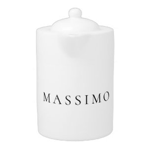 Own Name Decorative Chic Plain Simple Black White Teapot