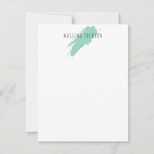 Own Name Decorative Chic Plain Simple Blue White Note Card