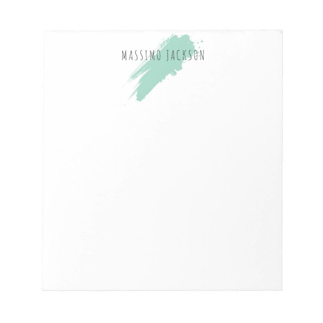 Own Name Decorative Chic Plain Simple Blue White Notepad (Front)