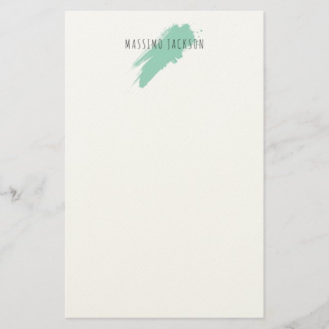 Own Name Decorative Chic Plain Simple Blue White Stationery (Front)