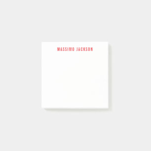 Own Name Decorative Chic Plain Simple Red White Post-it Notes