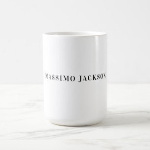 Own Name Decorative Minimalist Plain Black White Coffee Mug