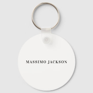 Own Name Decorative Minimalist Plain Black White Keychain