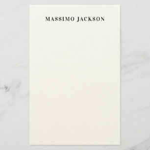 Own Name Decorative Minimalist Plain Black White Stationery