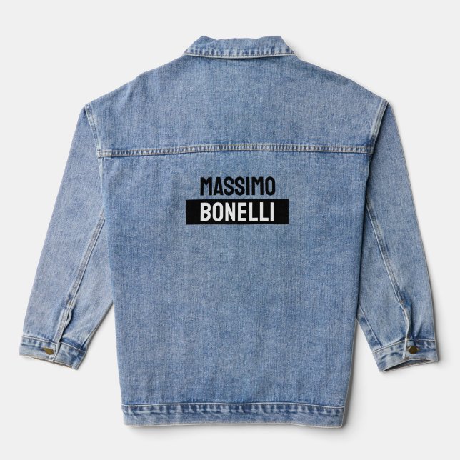 Own Name Minimalist Modern Plain Black White Denim Jacket (Back)
