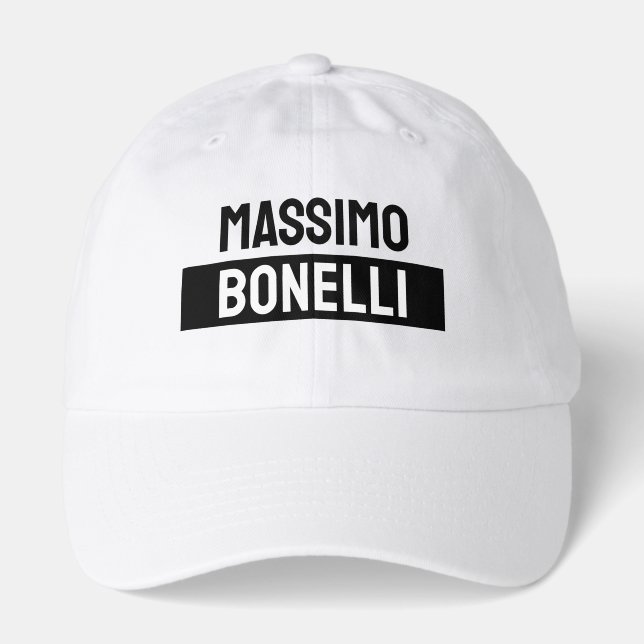 Own Name Minimalist Modern Plain Black White Hat (Front)