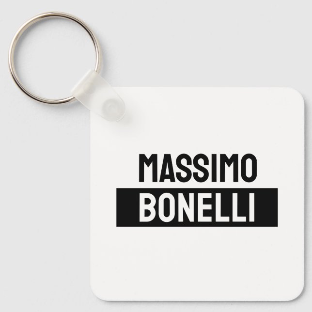 Own Name Minimalist Modern Plain Black White Keychain (Front)