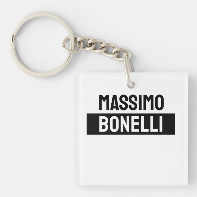Own Name Minimalist Modern Plain Black White Keychain (Front)