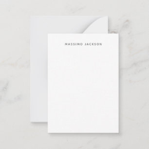 Own Name Minimalist Modern Plain Black White Note Card