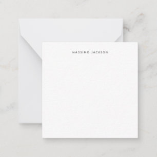 Own Name Minimalist Modern Plain Black White Note Card