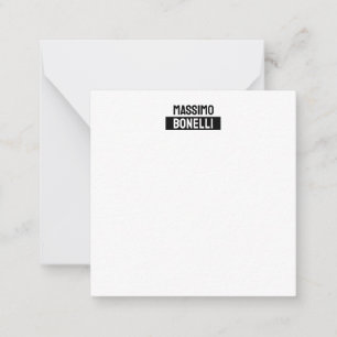 Own Name Minimalist Modern Plain Black White Note Card