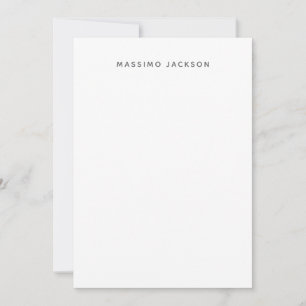Own Name Minimalist Modern Plain Black White Note Card
