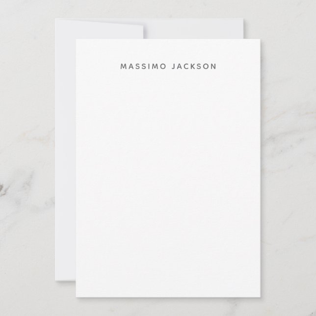 Own Name Minimalist Modern Plain Black White Note Card (Front)