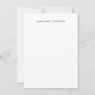 Own Name Minimalist Modern Plain Black White Note Card