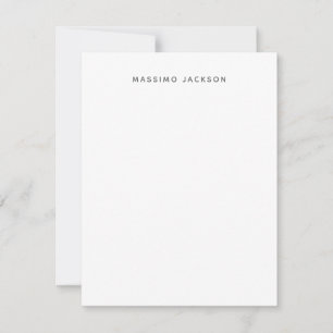 Own Name Minimalist Modern Plain Black White Note Card