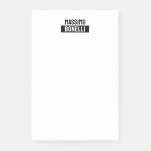 Own Name Minimalist Modern Plain Black White Post-it Notes