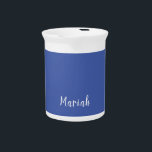 Own Name Minimalist Plain Calligraphy Script Blue Beverage Pitcher<br><div class="desc">This template can be customized to meet all professional occupations.</div>