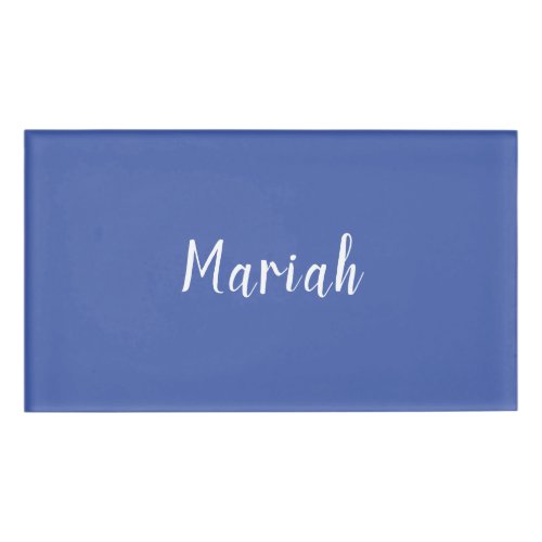 Own Name Minimalist Plain Calligraphy Script Blue Name Tag