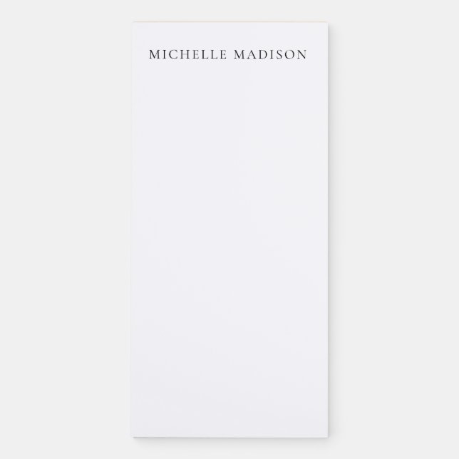 Own Name Mode Trendy Minimalist Professional Plain Magnetic Notepad (Front)
