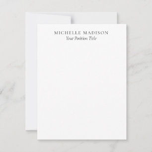 Own Name Mode Trendy Minimalist Professional Plain Note Card