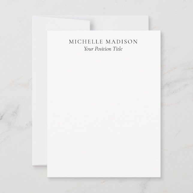 Own Name Mode Trendy Minimalist Professional Plain Note Card (Front)