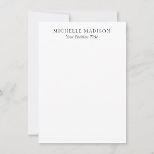 Own Name Mode Trendy Minimalist Professional Plain Note Card