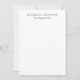 Own Name Mode Trendy Minimalist Professional Plain Note Card
