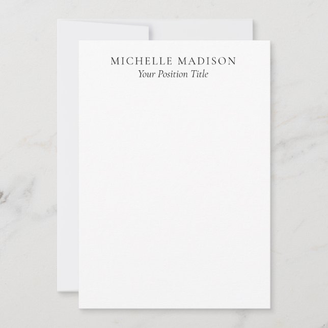 Own Name Mode Trendy Minimalist Professional Plain Note Card (Front)