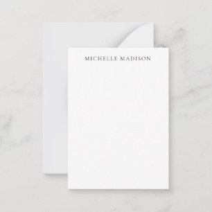 Own Name Mode Trendy Minimalist Professional Plain Note Card