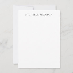 Own Name Mode Trendy Minimalist Professional Plain Note Card