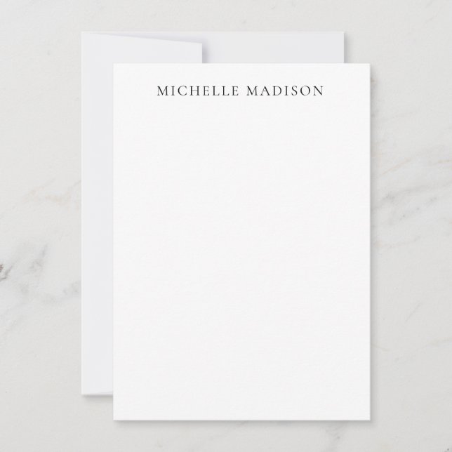 Own Name Mode Trendy Minimalist Professional Plain Note Card (Front)