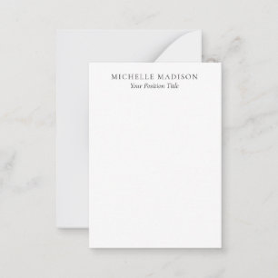 Own Name Mode Trendy Minimalist Professional Plain Note Card