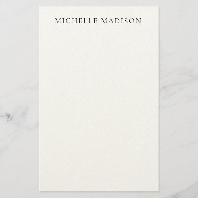 Own Name Mode Trendy Minimalist Professional Plain Stationery (Front)