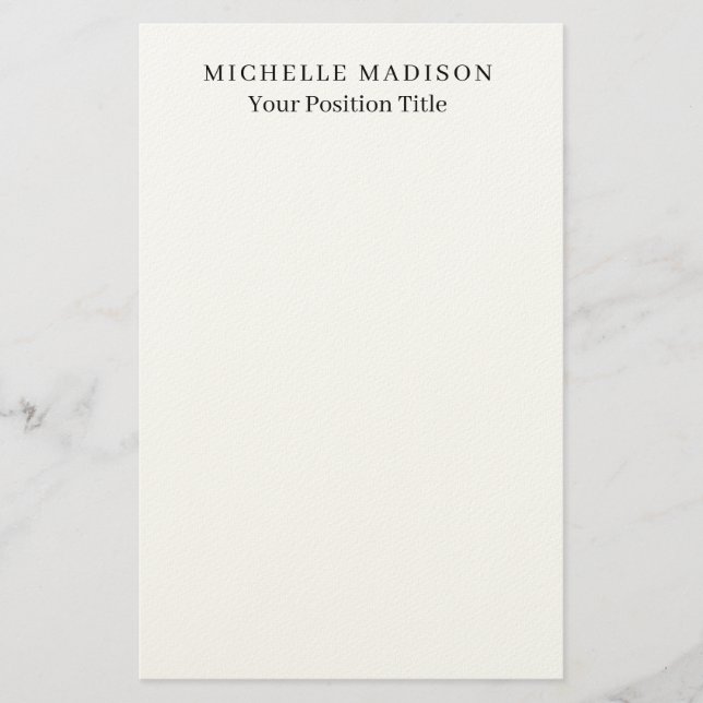 Own Name Mode Trendy Minimalist Professional Plain Stationery (Front)