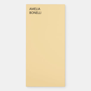 Own Name Modern Minimal Professional Plain Beige Magnetic Notepad