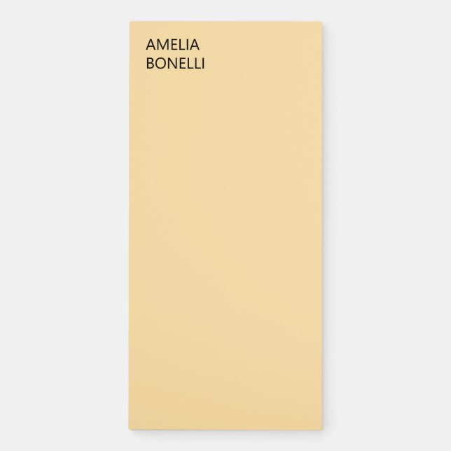 Own Name Modern Minimal Professional Plain Beige Magnetic Notepad (Front)