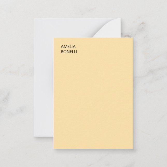 Own Name Modern Minimal Professional Plain Beige Note Card (Front)