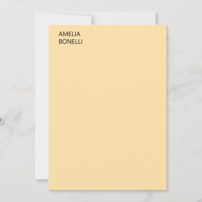 Own Name Modern Minimal Professional Plain Beige Note Card (Front)