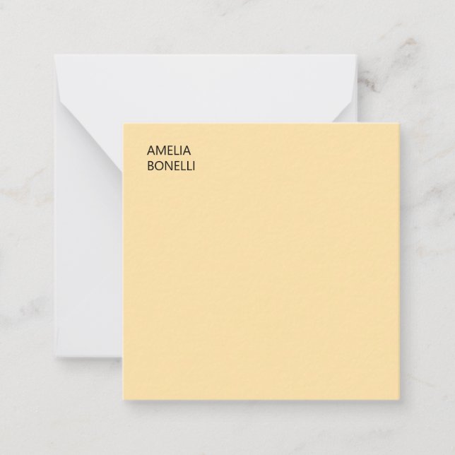 Own Name Modern Minimal Professional Plain Beige Note Card (Front)