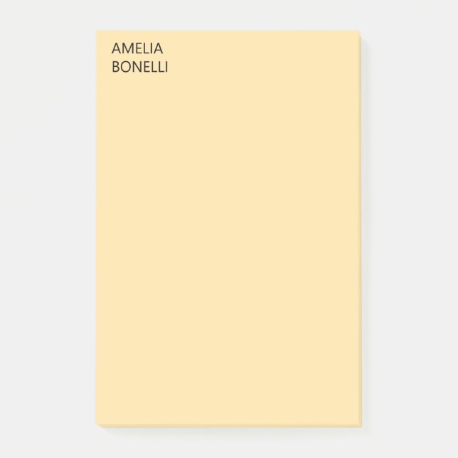 Own Name Modern Minimal Professional Plain Beige Post-it Notes (Front)