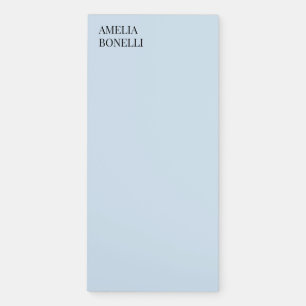 Own Name Modern Minimalist Professional Plain Blue Magnetic Notepad