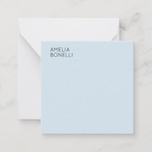 Own Name Modern Minimalist Professional Plain Blue Note Card