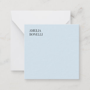 Own Name Modern Minimalist Professional Plain Blue Note Card