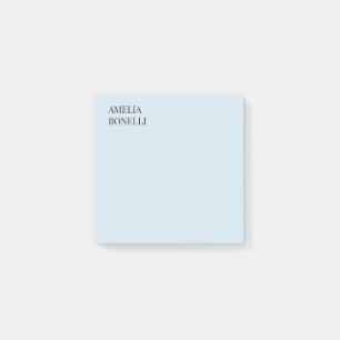Own Name Modern Minimalist Professional Plain Blue Post-it Notes