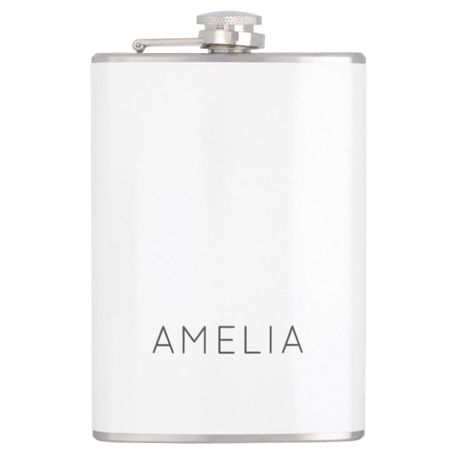 Own Name Modern Minimalist Professional Plain  Flask (Front)