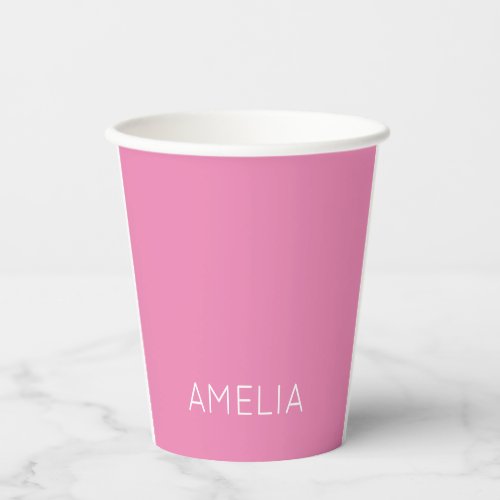 Own Name Modern Minimalist Professional Plain Pink Paper Cups