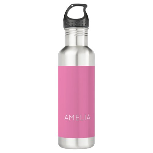 Own Name Modern Minimalist Professional Plain Pink Stainless Steel Water Bottle