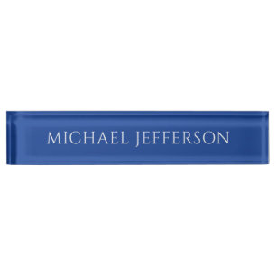 Own Name Plain Blue Color Personalized Custom Desk Name Plate