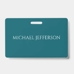 Own Name Plain Dark Teal Color Personalized Custom Badge